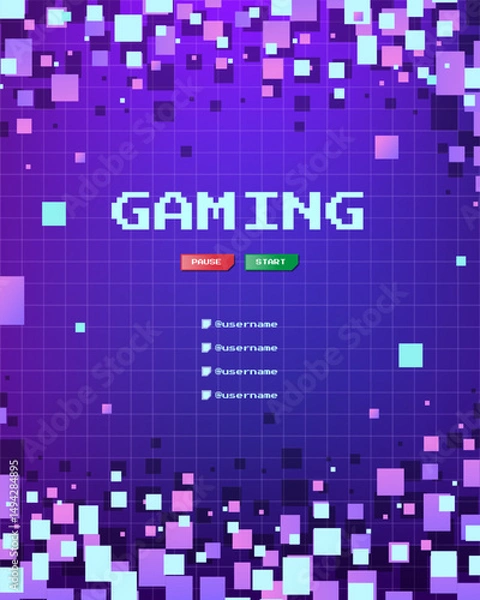 Obraz Pixel Gaming Poster with Grid Background and Color Blocks