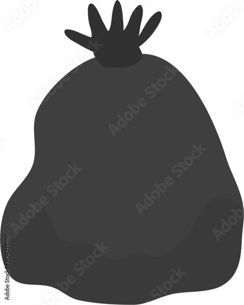 Fototapeta Silhouette of a tied black garbage bag, abstract waste disposal.