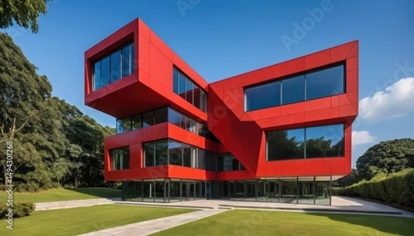 Fototapeta Modern Red Architecture Building