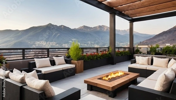 Obraz Mountain View Luxury Rooftop Terrace