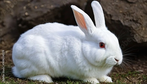 Obraz Adorable White Rabbit in Nature