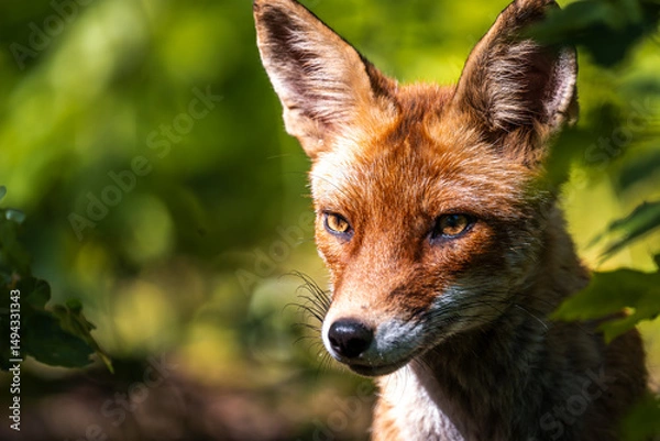 Fototapeta Red fox in the grass. Red fox vulpes