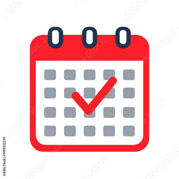 Fototapeta Flat Red Calendar Check Icon, Vector Clipart Transparent PNG