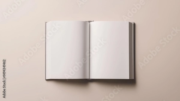 Fototapeta Open Blank Book on Minimalist Background for Creative Writing, Note-Taking, and Design Inspiration