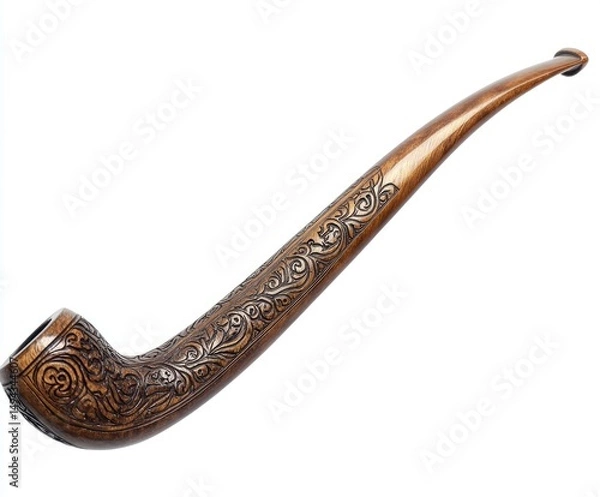 Obraz Intricately carved, long-stemmed smoking pipe with ornate details