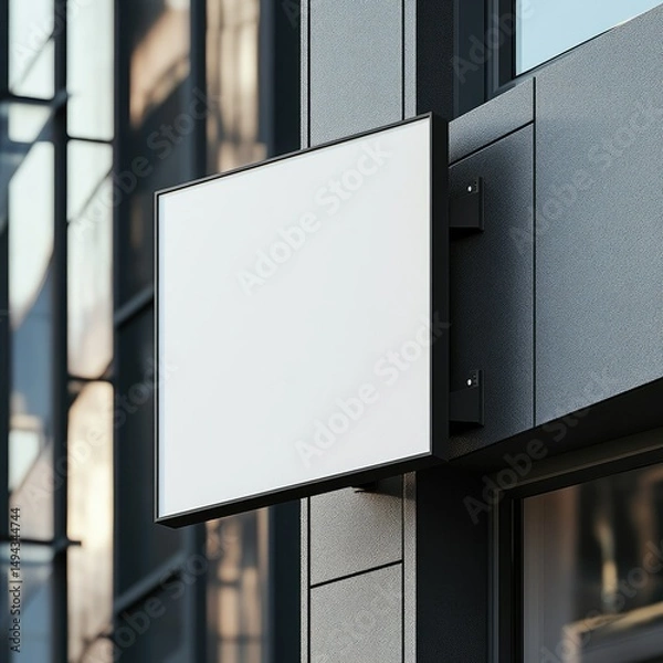 Fototapeta Blank rectangular storefront sign on modern building