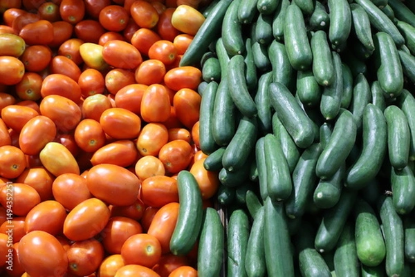 Fototapeta Vegetables and fruits are sold at a bazaar in Tel Aviv.