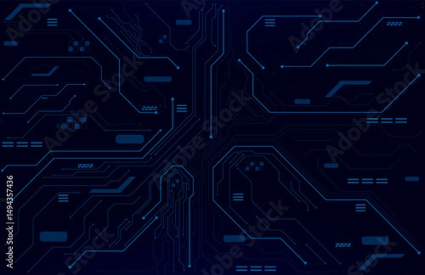 Obraz Futuristic Blue Circuit Board Background – Digital Technology Pattern