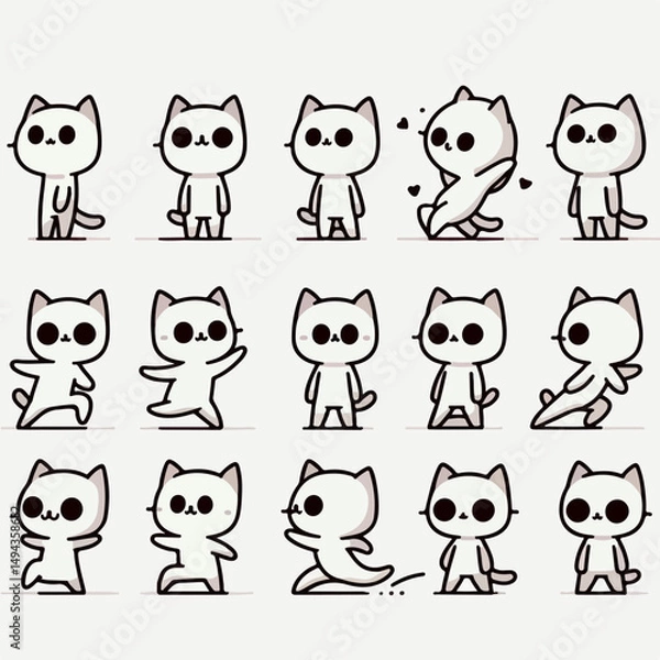 Fototapeta set vektor cat character for animation 