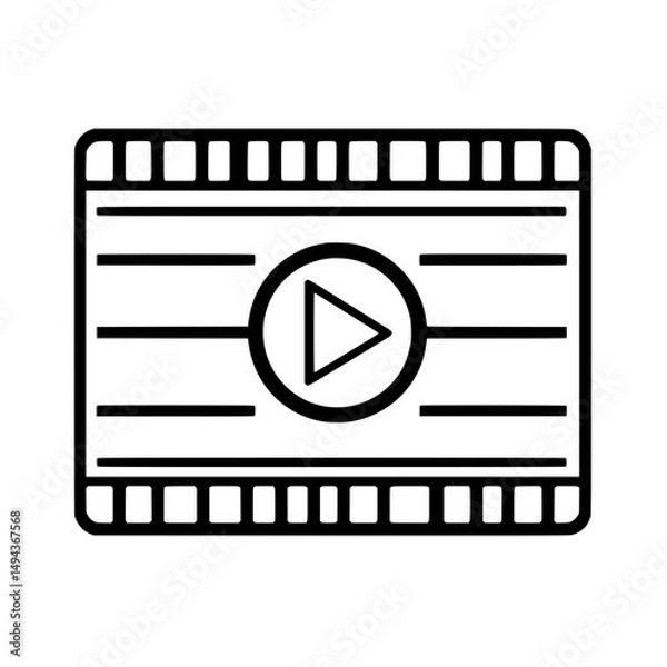 Obraz Striped play video icon within a film strip frame symbolizing digital content and streaming platform