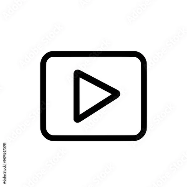 Fototapeta Play button icon inside a rounded square representing media controls and digital interface symbols