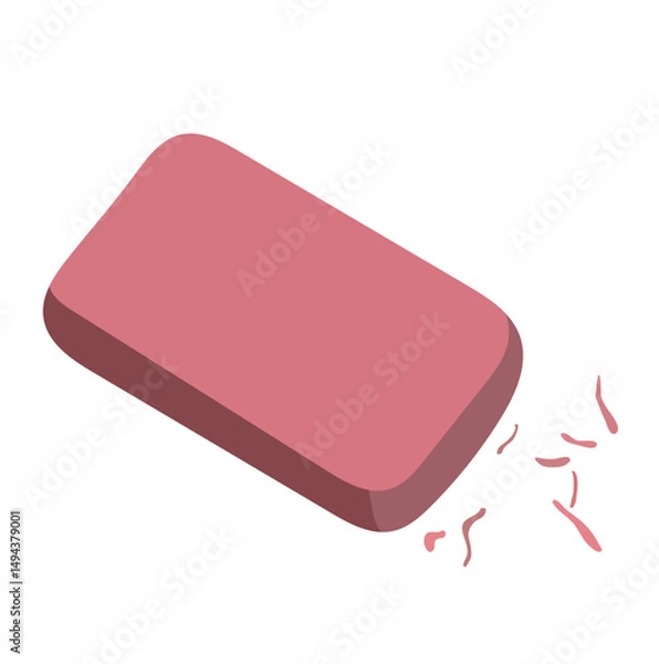 Obraz Pink Eraser Stationery Illustration Isolated on White Background