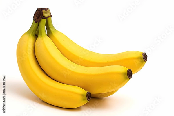 Obraz Fresh Ripe Bananas on White Background – Healthy Tropical Fruit Image