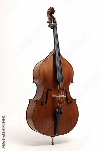 Fototapeta Double Bass on White Background – High-Resolution Classical String Instrument Photo