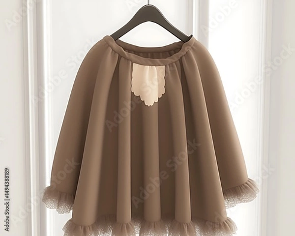 Obraz Brown child's cape with lace trim.
