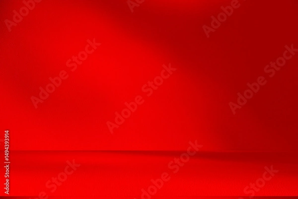 Fototapeta Wall interior background, studio and backdrops show products.with shadow from window color Red background for text insertion and presentation product	
