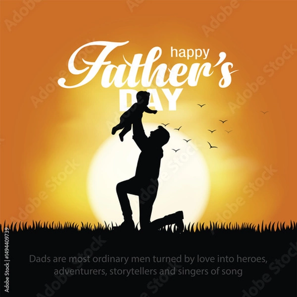 Fototapeta happy fathers day super hero  dad Side View of Lifting Up Baby. abstract vector illustration design