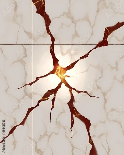 Obraz Cracked marble surface with glowing center.
