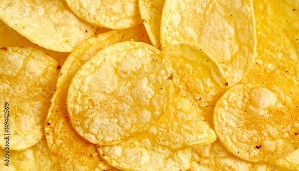 Fototapeta Custom AI Model Crispy Golden Potato Chips Seasoned, Ridged, Snack Food Texture