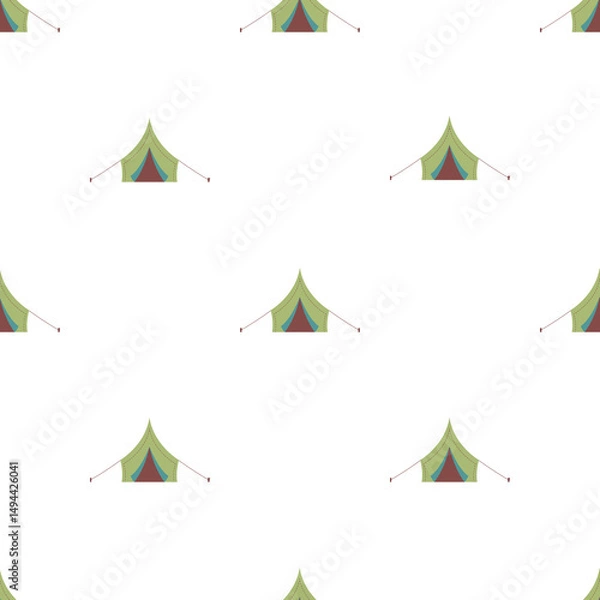 Obraz Seamless pattern of camping tents on a white background for travel