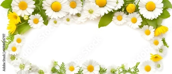 Obraz Daisies frame with copy space.