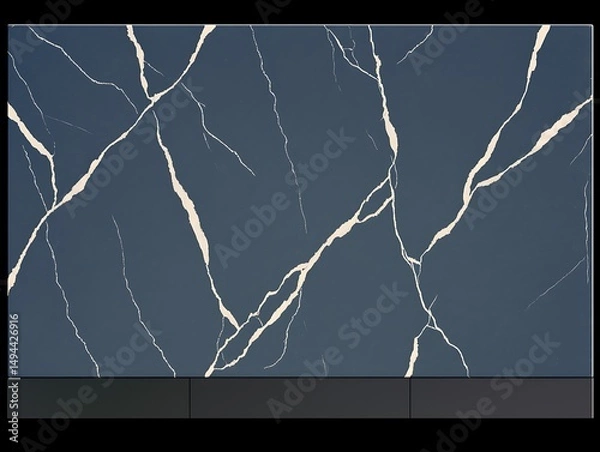 Obraz Dark blue marble texture with white veins.