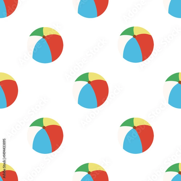 Obraz Seamless pattern with colorful beach balls on white background