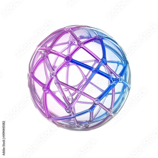 Fototapeta Abstract 3D Sphere Network Connection, Global Communication, and Data Visualization