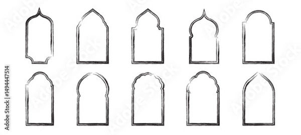 Obraz Vintage decorative frames shape set, brush stroke label and badge, borders, banners, panel, classic label shape design elements Vector illustration collections