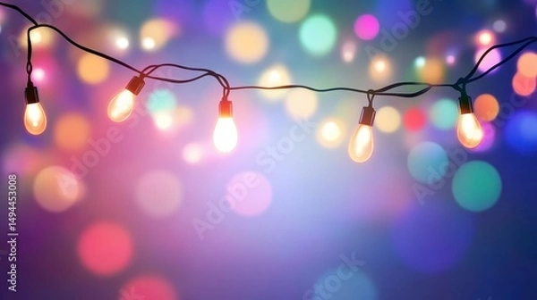 Fototapeta Festive String Lights  Bokeh Background  Warm Glow  Party Decor