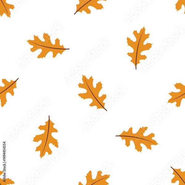 Obraz Seamless autumn leaves pattern background, oak foliage design, vector
