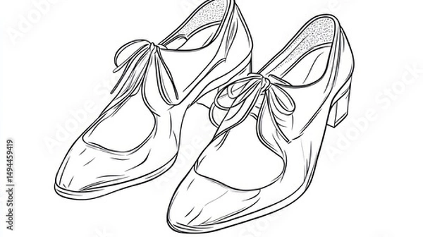 Fototapeta Elegant Pair of Classic Women's Shoes: A Line Art Illustration