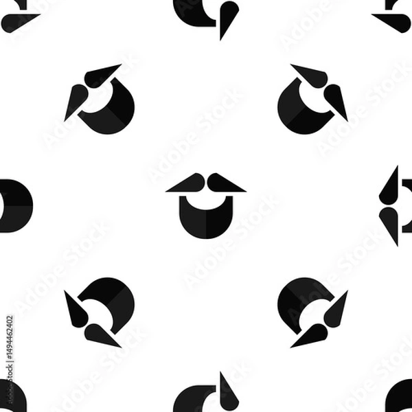 Obraz Monochrome pattern featuring abstract beard and mustache icons repetition