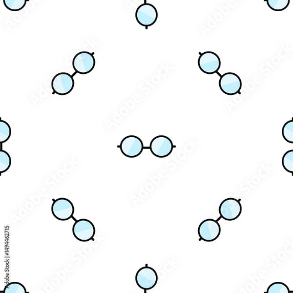 Obraz Seamless pattern of blue eyeglasses on white background for design resource