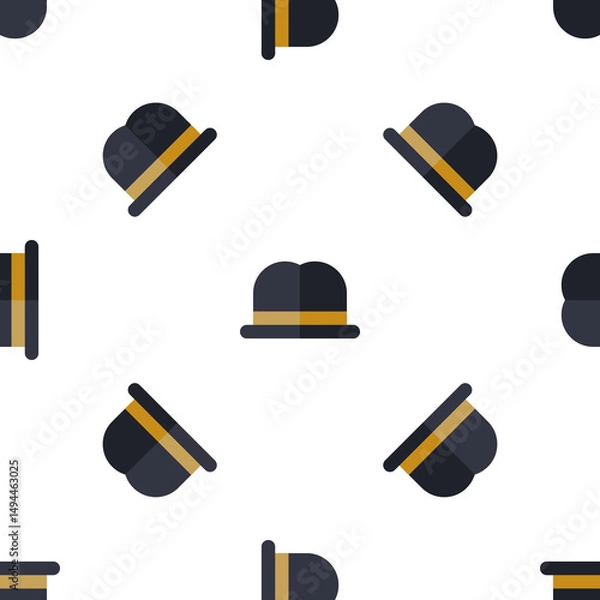 Obraz Seamless Pattern with Classic Hat Illustration on white background