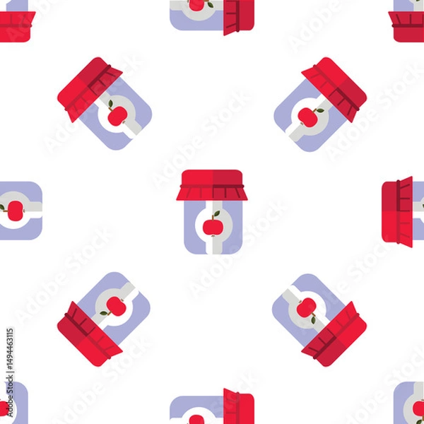 Obraz Seamless Pattern with Apple Jam Jar Illustration for Textile and Designs