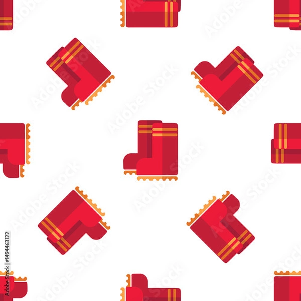 Fototapeta Seamless pattern with red rain boots for autumn vector background