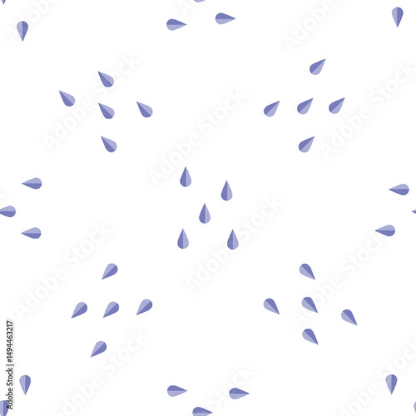 Obraz Seamless pattern with small blue raindrops on a white background repeat