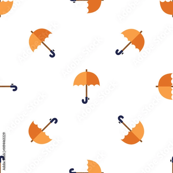 Obraz Seamless pattern of orange umbrellas isolated on white background design