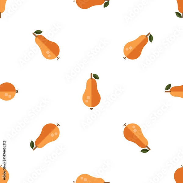 Fototapeta Seamless pattern with minimalistic stylized pears on a white background, fruits