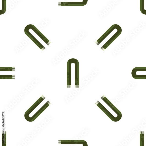 Obraz Seamless Pattern of Green Knitted Scarf on White Background for Textile Print