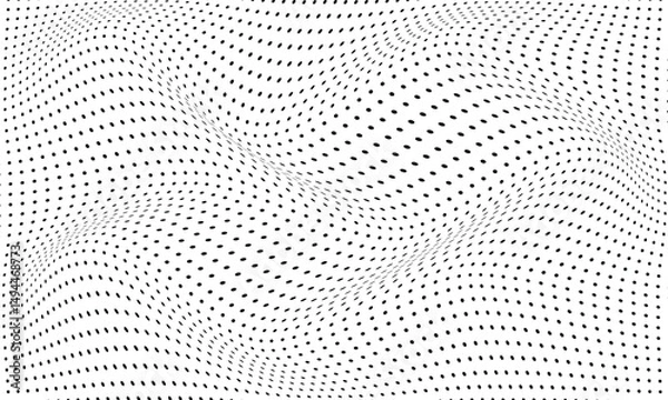 Fototapeta abstract black polka dot grid wave pattern.