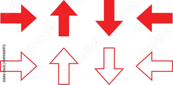 Fototapeta set of red direction arrow vector design.