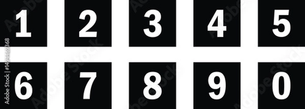 Fototapeta abstract white number icon on black rectangle shape.