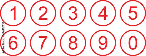 Fototapeta abstract red number icon on outline red circle.