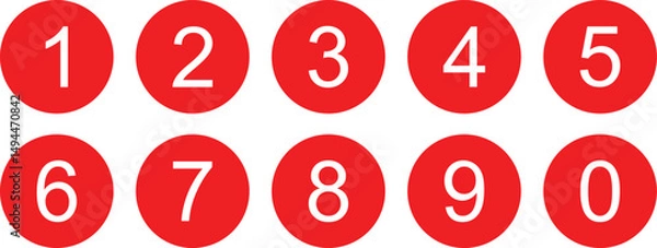 Fototapeta abstract white number icon on red circle.