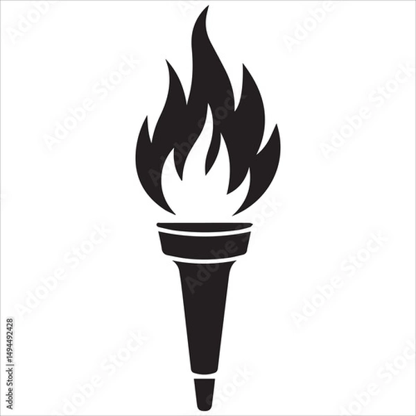 Fototapeta Flaming Torch Silhouette Vector