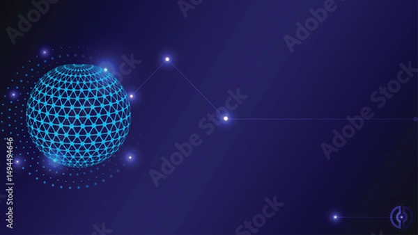 Obraz Abstract Global Data Network Luminous Blue Sphere with Connecting Points