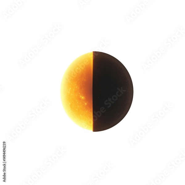 Obraz Half-Lit Celestial Body Glowing Orb in Space