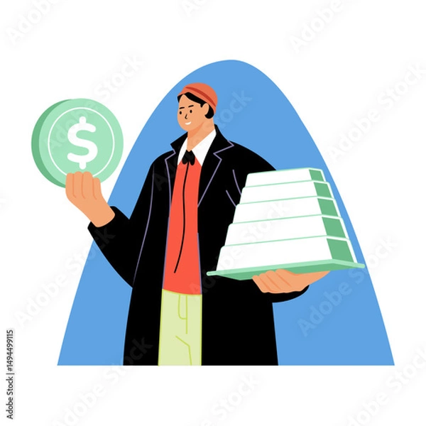 Obraz Flat style illustration showing a value investor